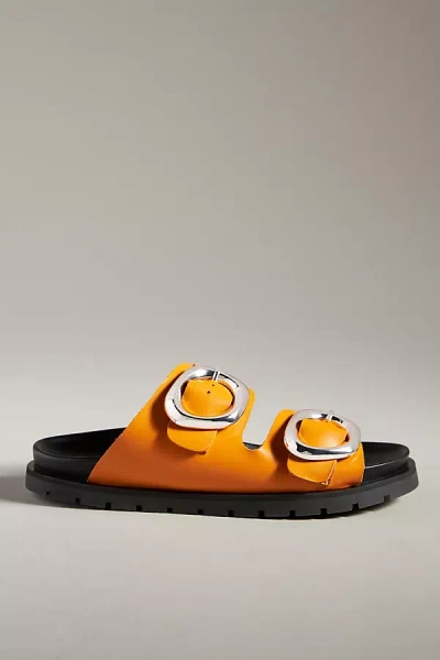 By Anthropologie Buck Slide Sandals In Orange