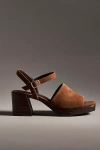 By Anthropologie Buckle Open-toe Block Heels In Brown