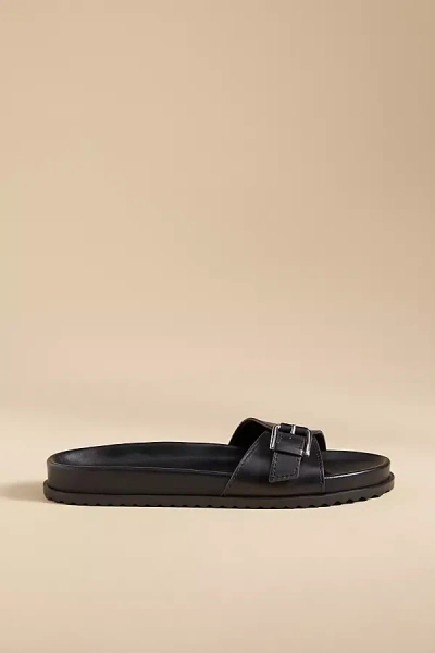 By Anthropologie Buckle Slide Sandals In Black