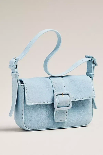 By Anthropologie Buckle Suede Shoulder Bag In Blue