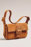 By Anthropologie Buckle Suede Shoulder Bag In Sand