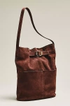 By Anthropologie Buckled North-south Suede Tote Bag In Brown