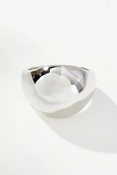 By Anthropologie Bulbous Smooth Stacking Ring In Silver