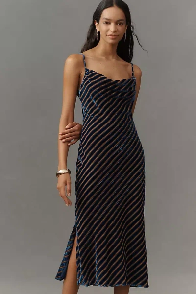 By Anthropologie Burnout Bias-cut Slim Midi Dress In Black