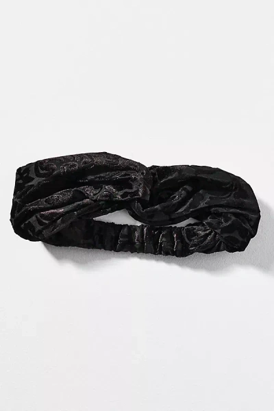 By Anthropologie Burnout Velvet Twist Headband In Black