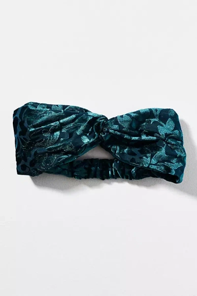 By Anthropologie Burnout Velvet Twist Headband In Blue