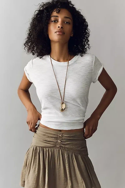 By Anthropologie Button-waist Mini Skirt In White