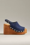 By Anthropologie By Anthropolgie Slingback Wood Clog Heels In Blue