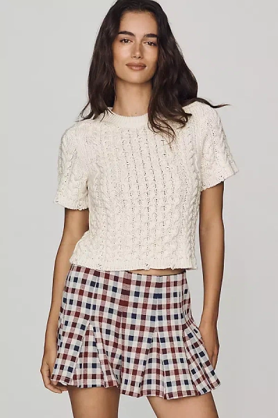 By Anthropologie Cable-knit Short-sleeve Sweater In Ivory