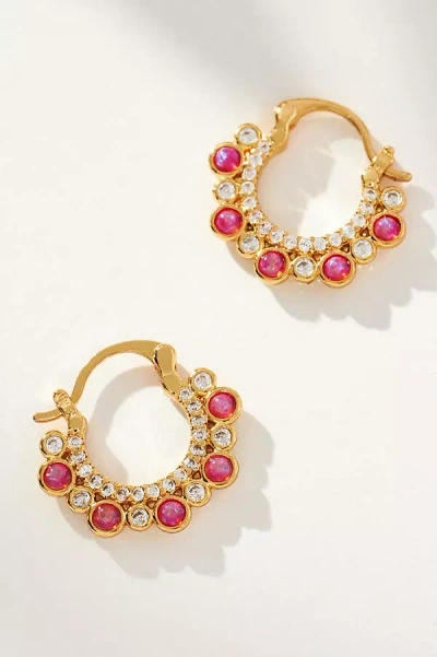 By Anthropologie Cabochan Enamel Hoop Earrings In Pink
