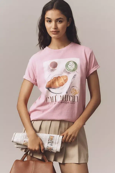 By Anthropologie Café Matcha Graphic T-shirt In Pink