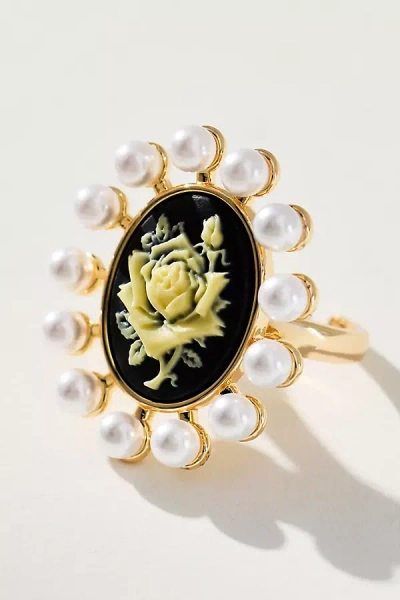 By Anthropologie Cameo Floral Cocktail Ring In Gold