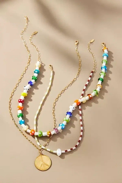 By Anthropologie Camp Icon Beaded Necklaces, Set Of 3 In Multi