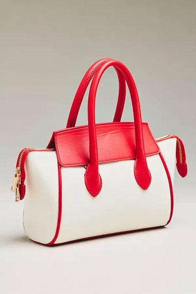 By Anthropologie Canvas Foldover Satchel Tote Bag In Red
