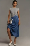 By Anthropologie Cap-sleeve Sweater Twofer Midi Dress In Grey