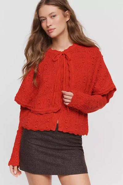 By Anthropologie Capelet Cardigan In Red