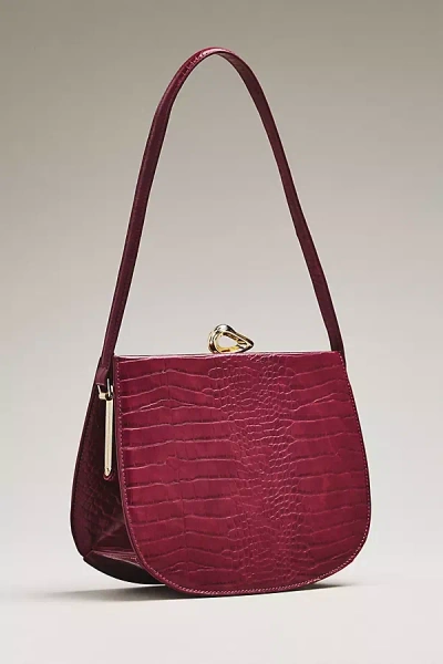 By Anthropologie Celine Vegan Leather Croc Satchel In Red