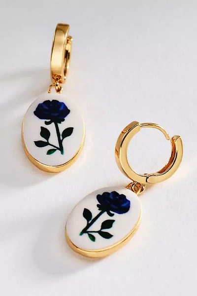 By Anthropologie Ceramic Huggie Earrings In Gold