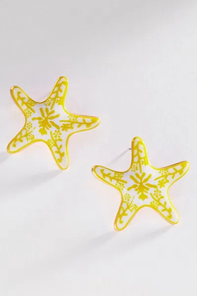 By Anthropologie Ceramic Star Post Earrings In Orange