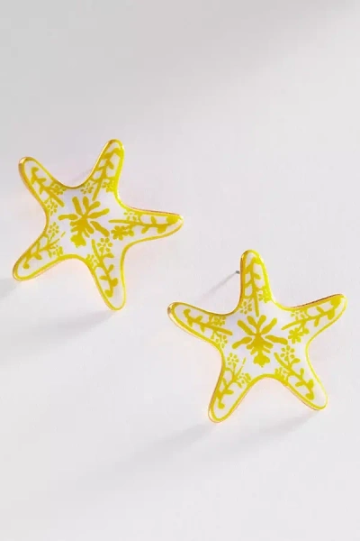 By Anthropologie Ceramic Star Post Earrings In Yellow