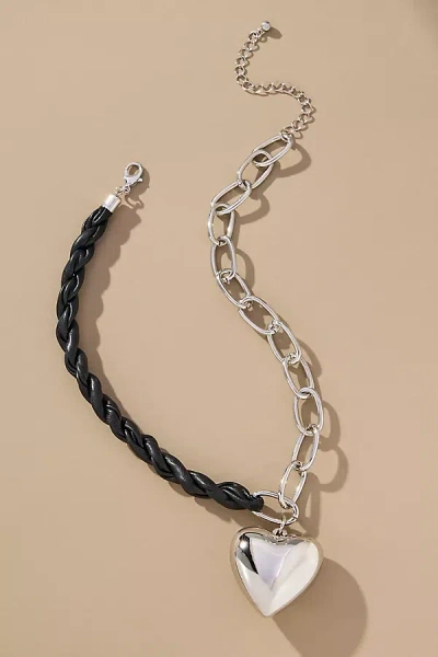 By Anthropologie Chain Heart Pendant Necklace In Silver