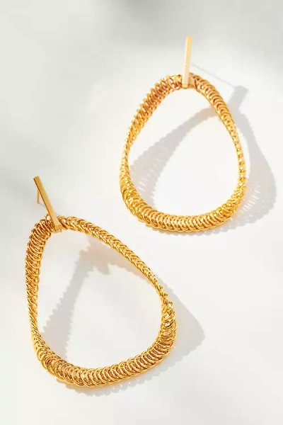 By Anthropologie Chainmail-wrapped Hoop Earrings In Gold
