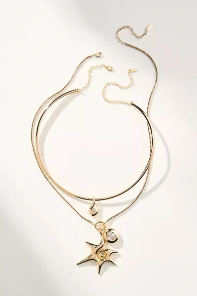 By Anthropologie Charm Collar Necklaces, Set Of 2 In Gold