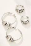 By Anthropologie Charm Hoop Earrings, Set Of 2 In Silver