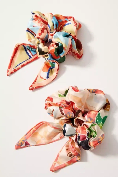 By Anthropologie Charm Scarf Scrunchie In Orange