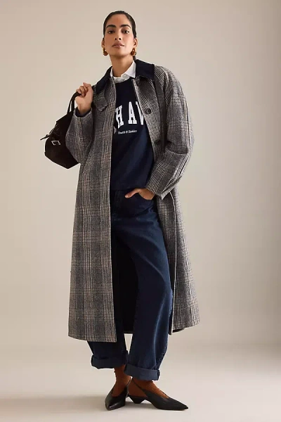 By Anthropologie Check Wool Coat In Multi