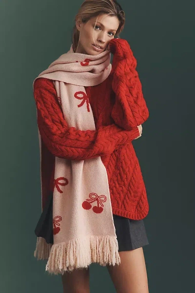 By Anthropologie Cherry Bow Scarf In Pink