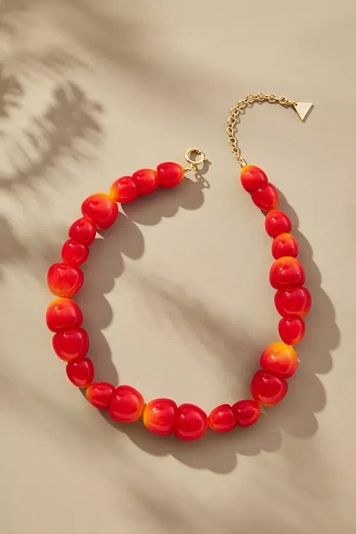 By Anthropologie Cherry Collar Necklace In Red