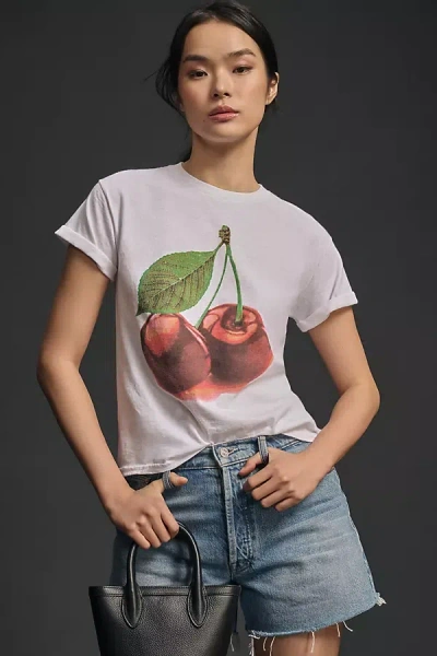 By Anthropologie Cherry Graphic Tee In White