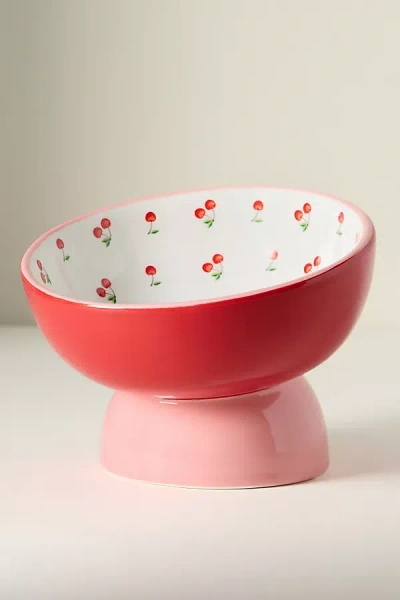 By Anthropologie Cherry Pet Bowl In Red