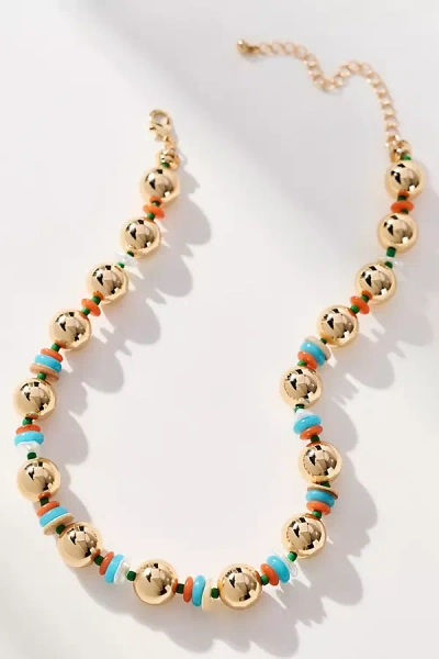 By Anthropologie Chunky Ball-beaded Necklace In Gold
