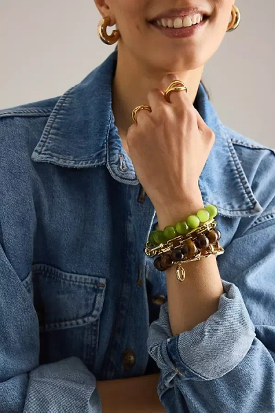 By Anthropologie Chunky Beaded Bracelet In Green