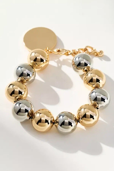 By Anthropologie Chunky Beaded Charm Bracelet In Gold
