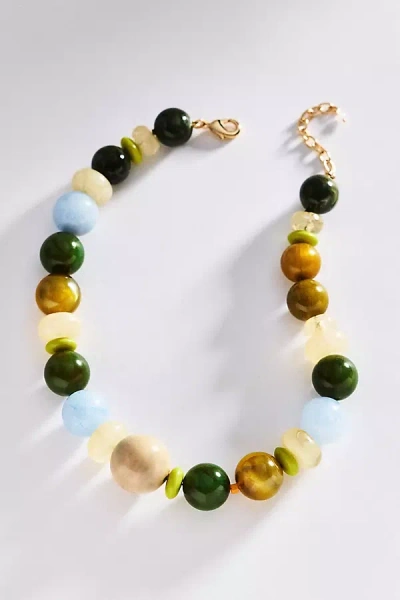 By Anthropologie Chunky Beaded Rainbow Necklace In Multi