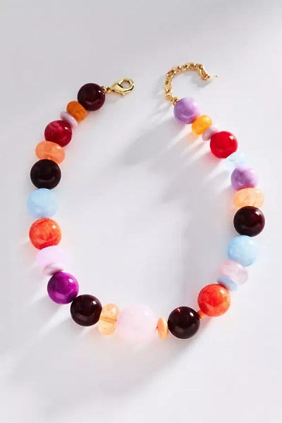 By Anthropologie Chunky Beaded Rainbow Necklace In Multi