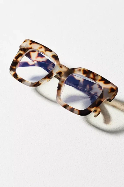 By Anthropologie Chunky Cara Translucent Blue Light Readers In Gray
