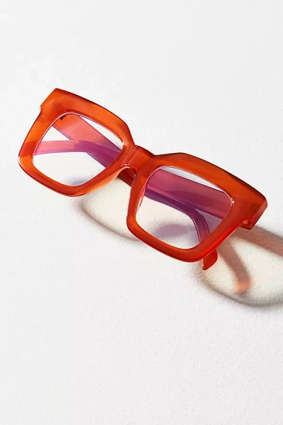 By Anthropologie Chunky Cara Translucent Blue Light Readers In Multi