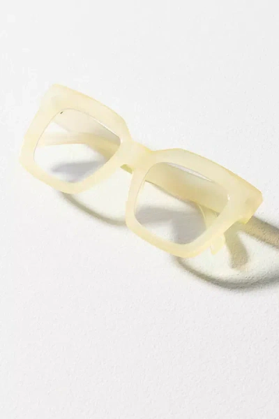 By Anthropologie Chunky Cara Translucent Blue Light Readers In Yellow