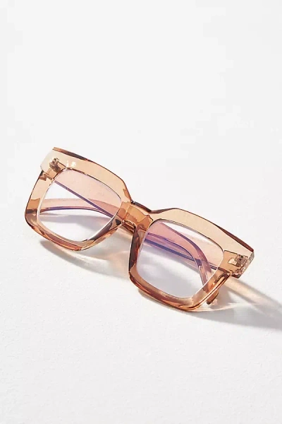 By Anthropologie Chunky Cara Translucent Reading Glasses In Brown