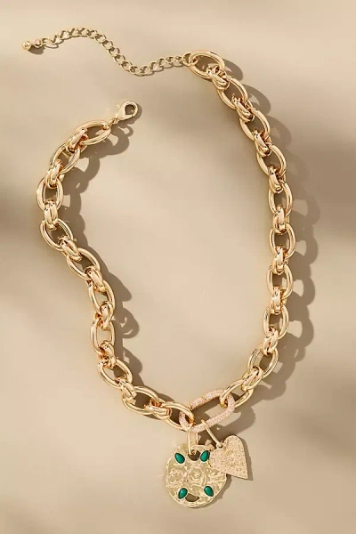 By Anthropologie Chunky Charm Cluster Necklace In Gold