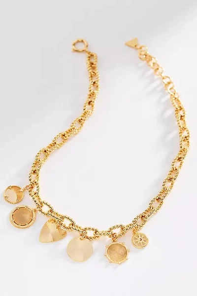 By Anthropologie Chunky Coin Charm Necklace In Gold