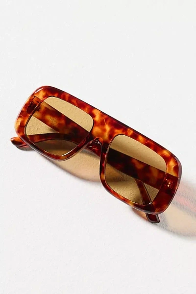 By Anthropologie Chunky Flat-top Aviator Sunglasses In Brown