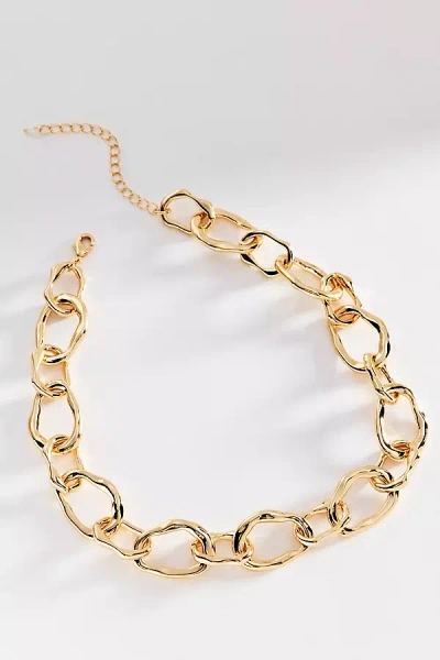 By Anthropologie Chunky Hammered Chain Necklace In Gold