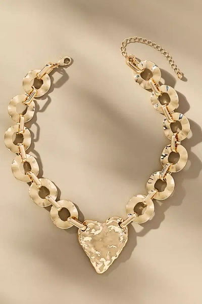 By Anthropologie Chunky Heart Chain Necklace In Gold
