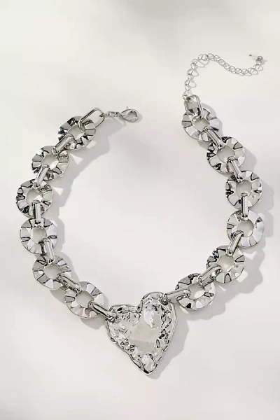 By Anthropologie Chunky Heart Chain Necklace In Metallic