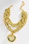 By Anthropologie Chunky Heart Link Necklace In Gold